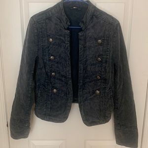 Corduroy cropped jacket with double breasted button accents